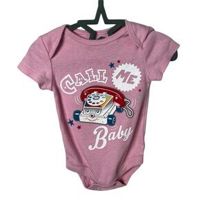 Fisher-Price Pink Bodysuit with Retro Phone Toy Graphic Funny 3M Baby